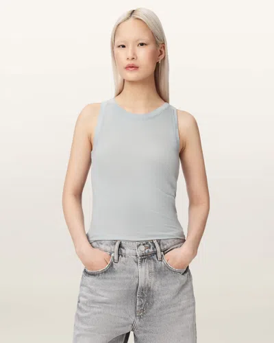 Allsaints Lyocell Rina Crew Neck Sleeveless Tank Top In Gray