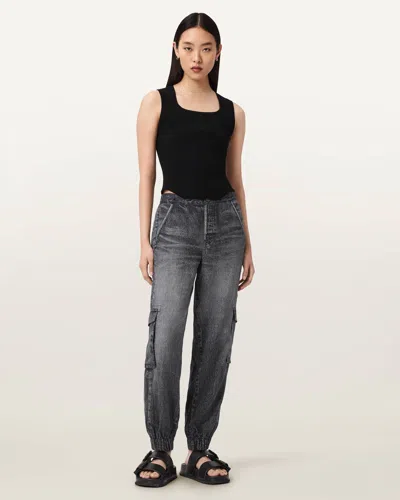 Allsaints Lyocell Selma Illusion Trousers In Black