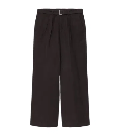 Allsaints Lyocell-linen Marko Straight Trousers In Brown