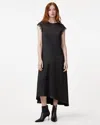 Allsaints Lyra Lace Trim Midi Dress In Black