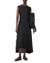 Allsaints Lace-insert Asymmetric Dress In Black