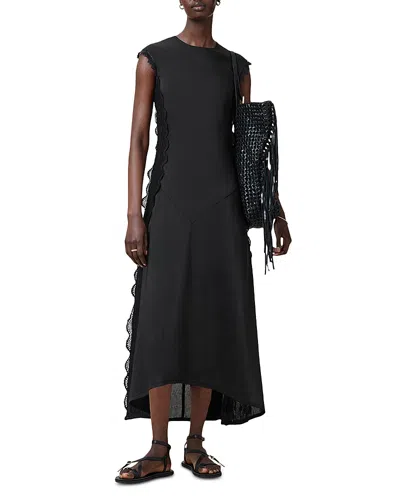 Allsaints Lyra Linen Blend Dress In Black