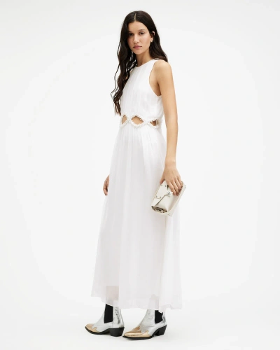 Allsaints Mabel Cut Out Embellished Maxi Dress In Off White