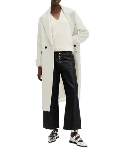 Shop Allsaints Mabel Double Breasted Oversized Coat In Desert White