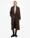 Allsaints Mabel Double Breasted Oversized Coat In Sugar Brown