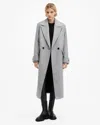 Allsaints Mabel Double Breasted Oversized Coat In Ultimate Grey