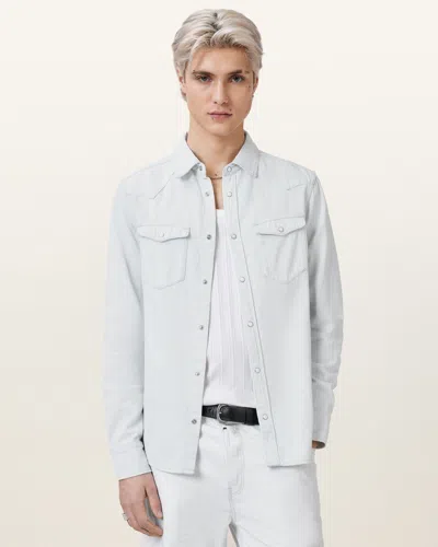 Allsaints Macgowan Denim Shirt In Bleach White