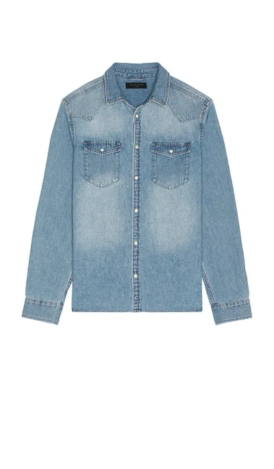 Allsaints Macgowan Long Sleeve Button Down Shirt In Blue