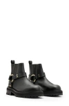 Allsaints Maddie Lug Sole Biker Boot In Black/warm Brass
