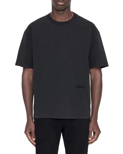 Allsaints Maddox Cotton Plain Jersey Crewneck T-shirt In Black