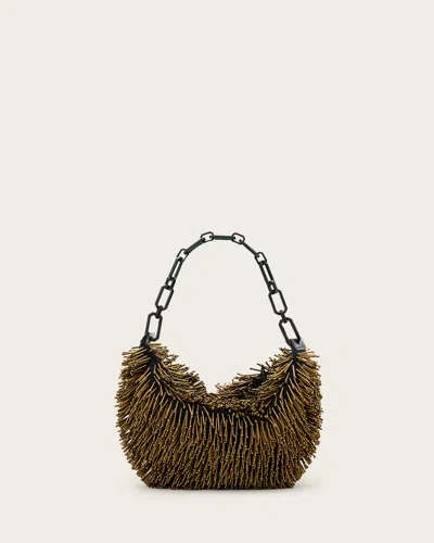 Allsaints Madea Chain Strap Beaded Bag In Warm Brass/black