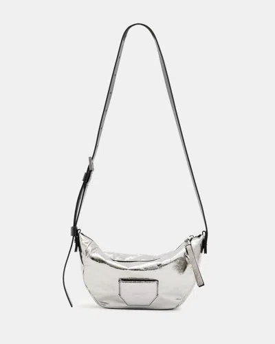 Allsaints Madea Leather Crossbody Bag In Gunmetal Grey