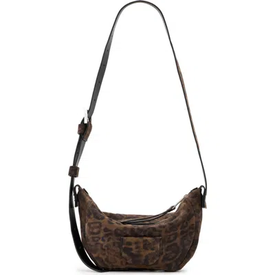Allsaints Madea Leopard Suede Shoulder Bag In Brown