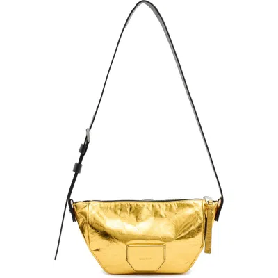 Allsaints Madea Leather Crossbody Bag In Gold