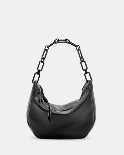 Allsaints Madea Mini Chain Strap Leather Bag In Black