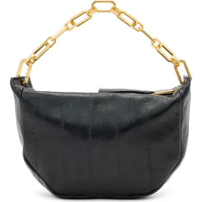 Allsaints Madea Mini Eelskin-embossed Leather Clutch Bag In Black