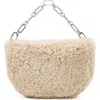 Allsaints Madea Mini Genuine Shearling Clutch Bag In Brown