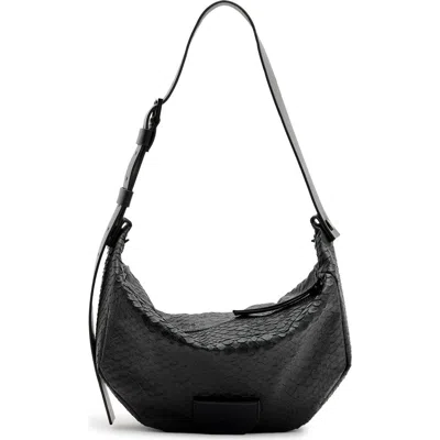 Allsaints Leather Madea Snake Shoulder Bag In Black