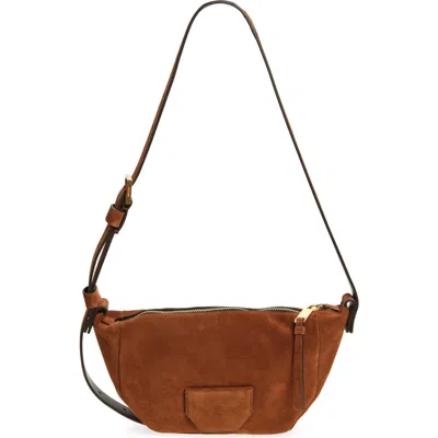 Allsaints Madea Suede Shoulder Bag In Brown