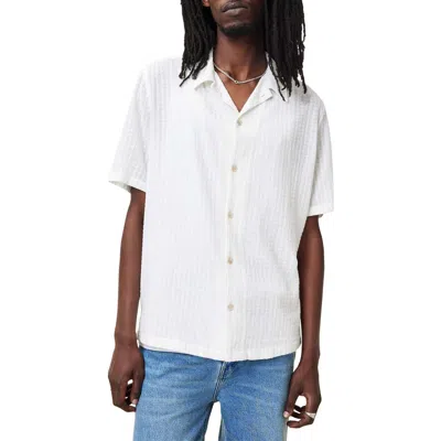 Allsaints Madin Seersucker Camp Shirt In Sandy White