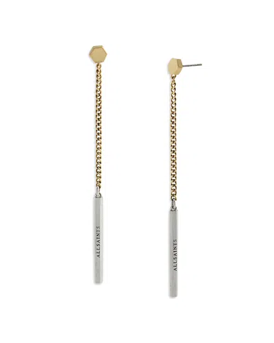 Allsaints Maeve Bolt Linear Drop Earrings In White