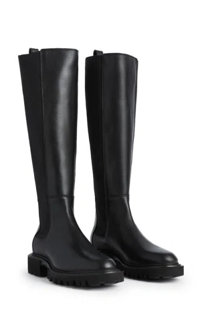 Allsaints Monica Knee High Leather Boots In Black