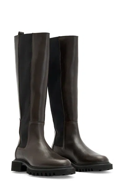 Allsaints Maeve Knee High Boot In Dark Brown