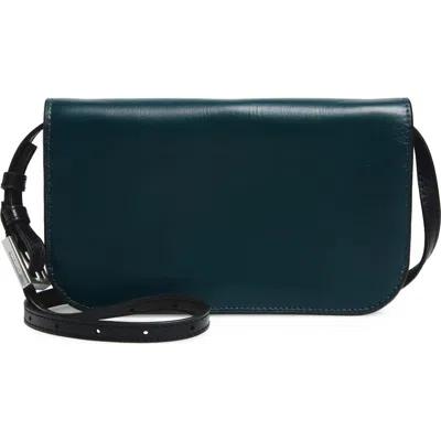Allsaints Maeve Leather Crossbody Wallet In Green