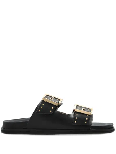 Allsaints Magda Studded Leather Sandals In Black