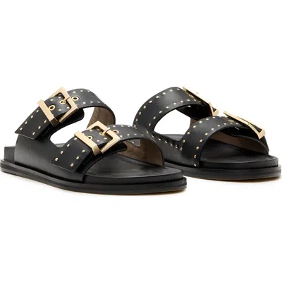 Allsaints Magda Two-strap Stud Sandal In Black