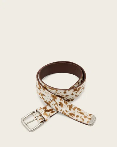 Allsaints Main: 100% Calf Leather Ash Hair Calf Leather Belt In White