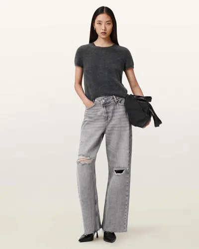 Allsaints Aki Crossover Jeans In Brown