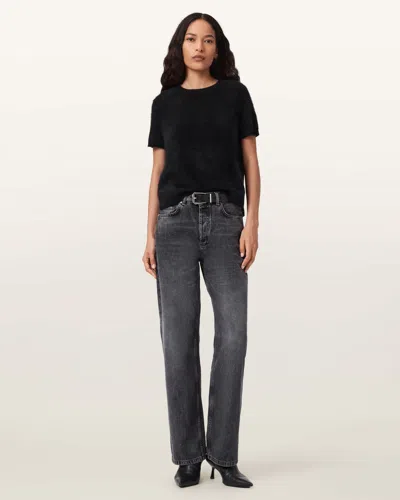 Allsaints Brooklyn Straight Leg Jeans In Black
