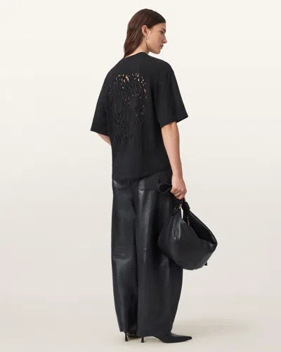Allsaints Craneo Amelie Oversized T-shirt In Black