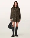 Allsaints Faye Long Sleeve Shacket Minidress In Green
