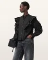 Allsaints Main: 100% Cotton Lulu Ruffled Cotton Shirt In Black