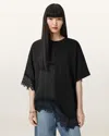 Allsaints Lenny Oversize Lace Trim Cotton T-shirt In Black