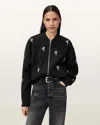 Allsaints Rhea Embellished Bea Bomber In Black