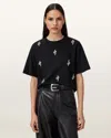 Allsaints Rhea Embellished Lisa T-shirt In Animal Print