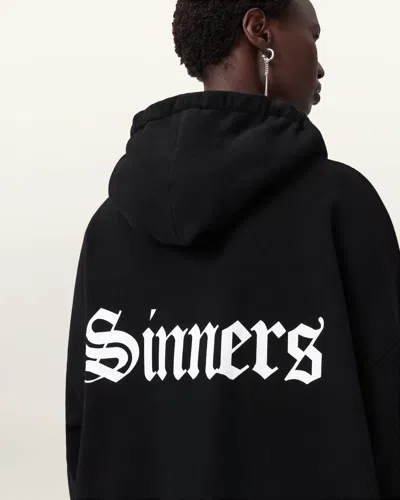 Allsaints Saint Etienne Oversized Hoodie In Black