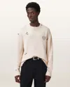 Allsaints Theo Distressed Embroidered Sweater In Neutral