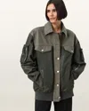 Allsaints Main: 100% Cotton Verity Relaxed Fit Bomber Jacket In Green