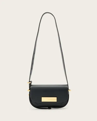 Allsaints Main: 100% Cow Leather Etta Leather Satchel Crossbody Bag In Black