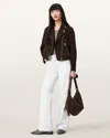 Allsaints Main: 100% Goat Leather Dalby Suede Biker Jacket In Brown