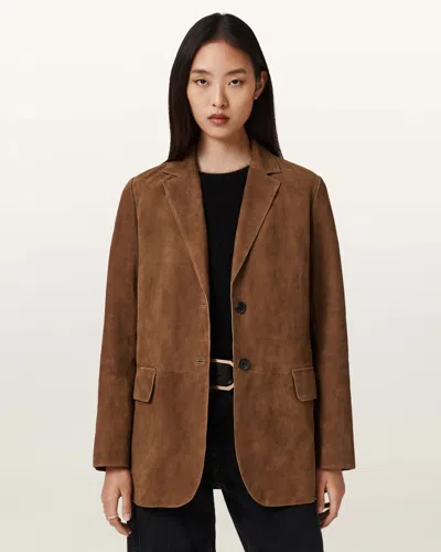 Allsaints Main: 100% Goat Suede Arna Suede Blazer In Multi