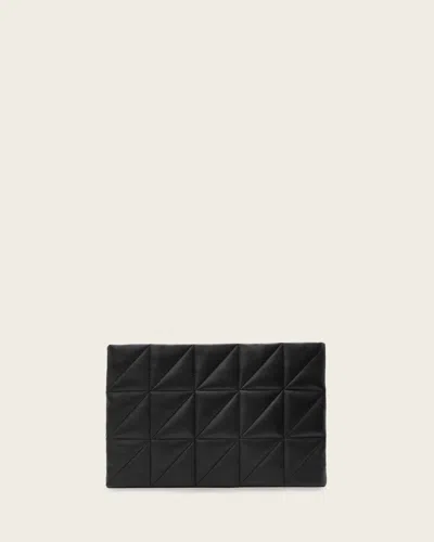 Allsaints Bettina Leather Quilt Clutch Bag In Black