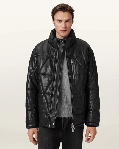 Allsaints Main: 100% Lamb Leather Brockwell Leather Puffer Jacket In Black