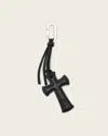 Allsaints Leather G Cross Keyring In Black