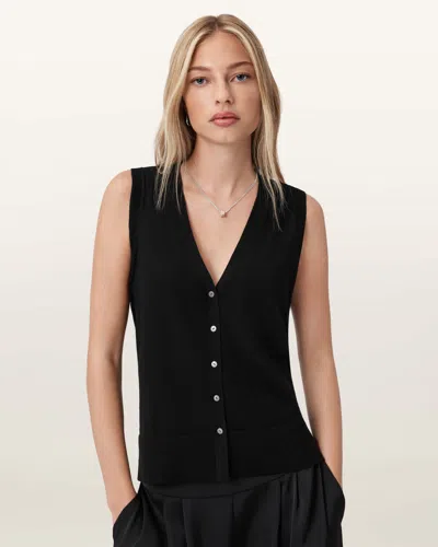 Allsaints Jean Wool Vest In Black