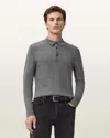 Allsaints Mode Merino Long Sleeve Polo Shirt In Gray